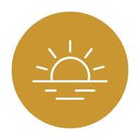 Sun rising over calm ocean icon illustration element vector