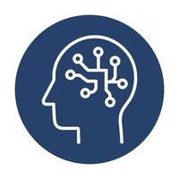Artificial intelligence head in blue circle icon illustration element vector