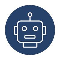 Robot head icon on blue circle icon illustration element vector