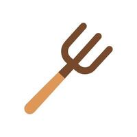 A stylized brown threepronged pitchfork with a tan handle vector