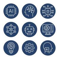 Conceptual icons depicting artificial intelligence theme icon illustration element vector