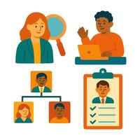Team building through organization search communication illustration design element vector