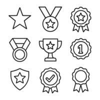 Assortment of awards depicted in outline illustration design element vector