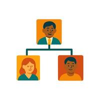 Simplified hierarchical chart with three faces illustration design element vector