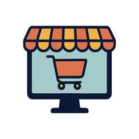 Virtual marketplace depicted on a monitor illustration design element vector