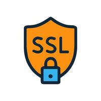 SSL shield with padlock for security icon illustration element vector