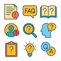 Illustrated guide to questions and answers icon illustration element vector