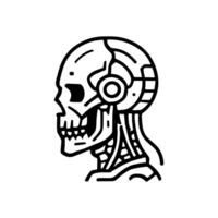 Cybernetic skull profile in stark detail illustration design element vector