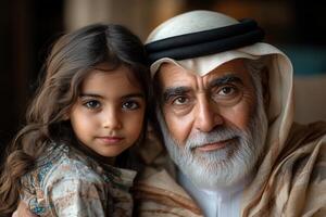 An older man and a young girl. photo