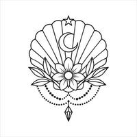 Boho Seashell and Flower Design vector