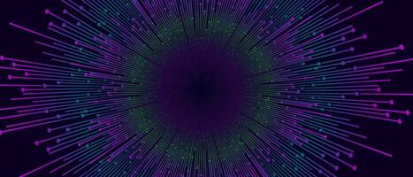 Radiating lines converge to a central point on dark background vector