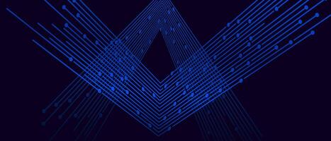Blue lines converge, forming geometric shapes on dark background vector
