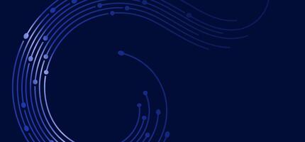 Blue abstract tech pattern with curves and dots on a dark backdrop vector