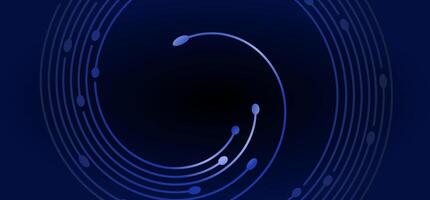 Blue concentric arcs with node-like points on dark background vector