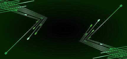 Green geometric lines with rounded tips on dark gradient background vector