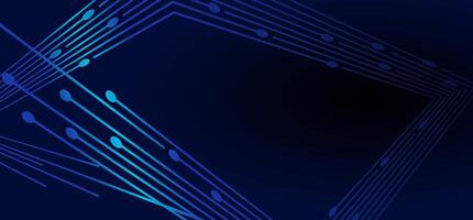 Abstract blue circuit lines with dot connectors on a dark background vector