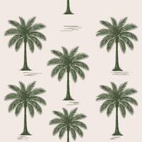 Hand drawn seamless palm tree tropical pattern vector