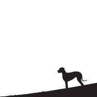 Silhouette of Dog Standing Alone on Hill with White Sky Background vector