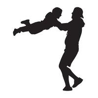 Father Playing with Young Son Silhouette Isolated on White Background vector