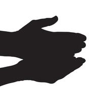 Silhouette of Two Human Hands Aligned Horizontally on White Background vector