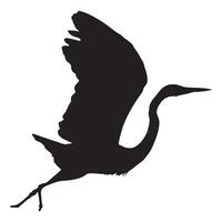 Silhouette of Flying Heron Bird with Outstretched Wings on White Background vector