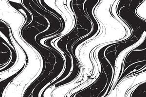 High-contrast black and white wavy marble texture with a grunge effect. Great for prints, posters, fabric, and digital design backgrounds. vector