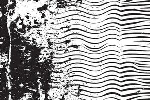High-contrast abstract art combining wavy lines with grunge textures. Perfect for edgy modern decor or digital projects. vector