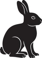 Sitting rabbit black silhouette minimal pose, Simple bunny sketch for animal lovers vector