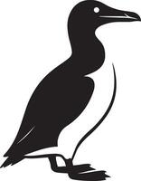 Puffin bird silhouette sketch, Seabird black and white minimal art vector