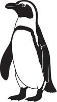 Penguin black and white silhouette simple style, Standing penguin flat art vector