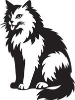 Sitting cat with tongue out sketch, Playful pet cat minimal design vector