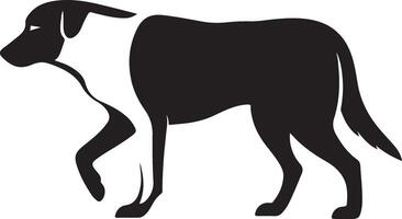 Dog profile silhouette black and white, Side view dog minimal animal sketch vector