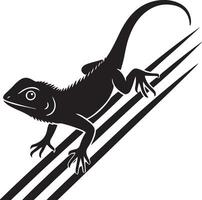 Lizard climbing silhouette decorative graphic, Reptile in motion minimal line art vector