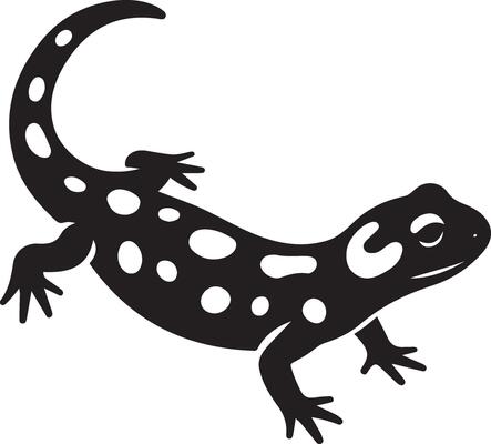Spotted salamander elegant silhouette design, Lizard figure in black and white