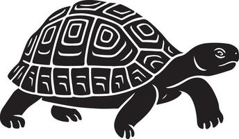 Tortoise walking silhouette animal design, Slow creature in side pose vector