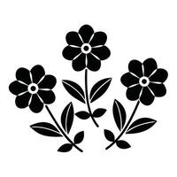 Simple black floral design three flowers minimalist botanical illustration vector