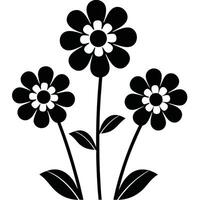 Three black and white flowers simple floral design vector