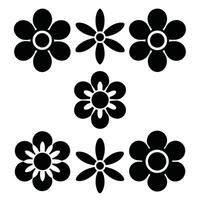 Collection of simple black flower silhouettes various shapes vector
