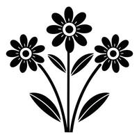 Three black silhouettes of simple flowers in a bouquet vector