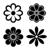Simple black and white flower icons set design vector