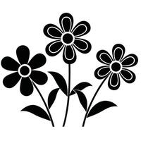 Three simple black flowers floral design element vector