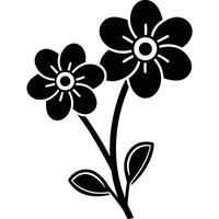Simple black silhouette of two flowers on a stem vector