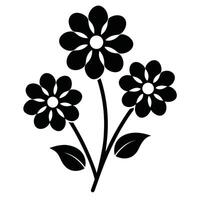 A graphic design featuring three stylized flower silhouettes with round petals and leaves, conveying simplicity and elegance. vector
