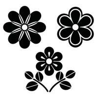 Simple black and white floral design elements vector