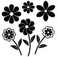 Black and white simple flower design graphic vector