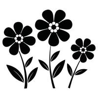 A simple yet elegant composition of three stylized flowers, their petals and stems rendered in striking monochrome, showcasing the beauty of minimalist design. vector