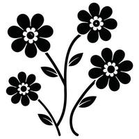 Black and white floral design simple flower illustration vector