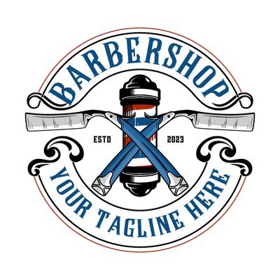 barber shop logo design. razor icon with circle shape, perfect for barbers