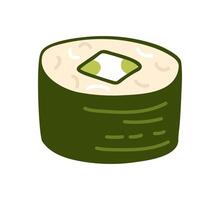 Sushi maki roll with green filling on a simple white background vector