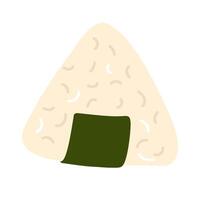 Culinary art of making onigiri with a simple triangular shape and seaweed wrap vector